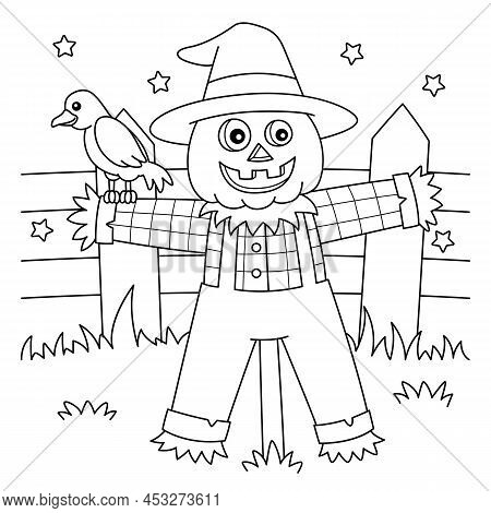 A Cute And Funny Coloring Page Of A Scarecrow Halloween. Provides Hours Of Coloring Fun For Children