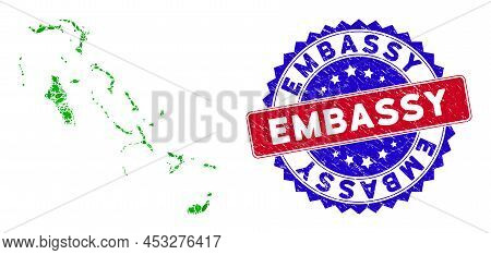 Eco Bahamas Islands Map Collage Of Herbal Leaves In Green Color Hues With Grunge Bicolor Embassy Sea