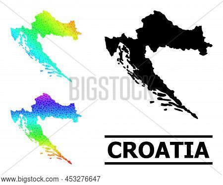 Spectrum Gradiented Starred Collage Map Of Croatia. Vector Colorful Map Of Croatia With Spectral Gra