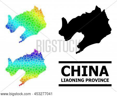 Spectral Gradiented Star Mosaic Map Of Liaoning Province. Vector Colorful Map Of Liaoning Province W