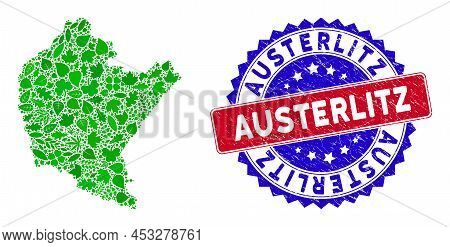 Eco Podkarpackie Voivodeship Map Composition Of Floral Leaves In Green Color Variations And Grunge B