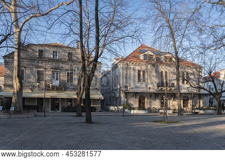 Trebinje, Bosnia And Herzegovina, March 2022 - Buildings On The Town Square In The City Of Trebinje,