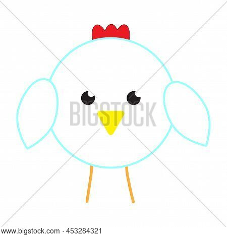 Flat Cartoon Chick Icon. Cute Character Logo. Comic Cartoon Design. Vector Illustration. Stock Image