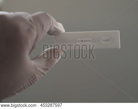 Asian Woman Hold Atk Antigen Test Kit Covid-19 Virus Test