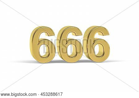 Golden 3d Number 666 - Year 666 Isolated On White Background - 3d Render