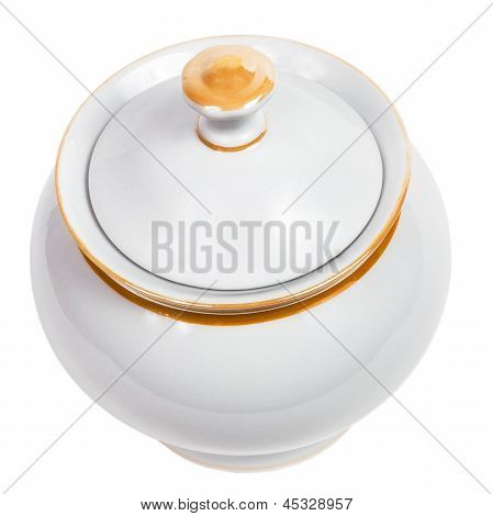 Cup Suikerpot geïsoleerd op een witte achtergrond (uitknippad)