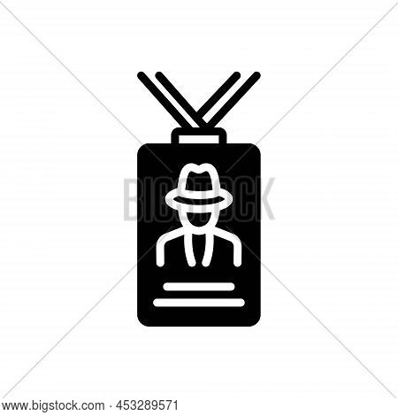 Black Solid Icon For Visitor Comer Visitant Tourist Traveler Lanyard Identity Outsider