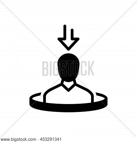 Black Solid Icon For Here Hither Therein This-way Arrow Person Present