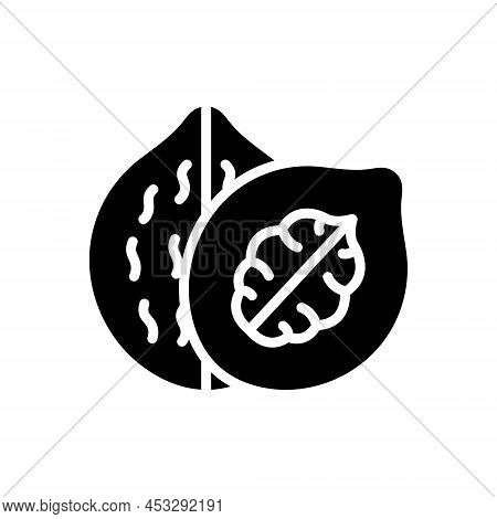 Black Solid Icon For Walnut Nut Nutwood Hazel Dry-fruit Fruit Health Peeled
