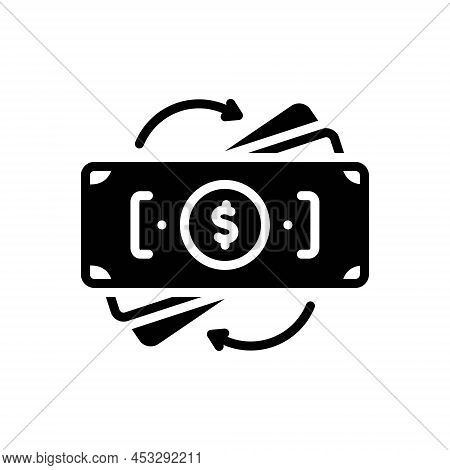 Black Solid Icon For Converted Transformed Currency Changed Finance Convert Exchange