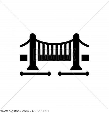 Black Solid Icon For Span Bridge Building Period Long-time Highway
