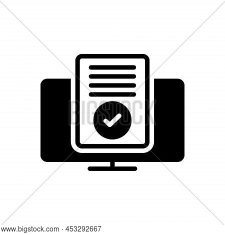 Black Solid Icon For Acceptable Admissible Agreeable Satisfactory Bankable Approval Document