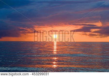 Baltic Sea Coast At Sunset. Rewal. Poland. A Close Up