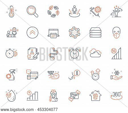 Science Icons Set. Included Icon As Quick Tips, Coronavirus Spray And Full Rotation Web Elements. Al