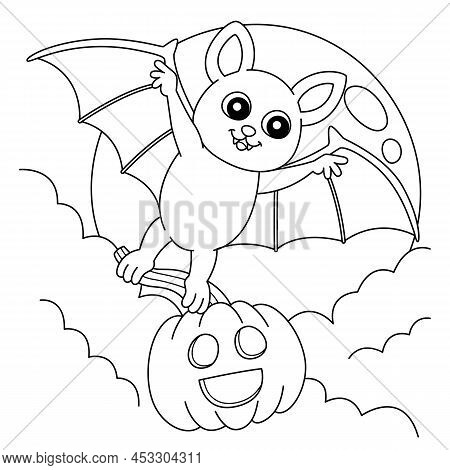 A Cute And Funny Coloring Page Of A Flying Bat On Halloween. Provides Hours Of Coloring Fun For Chil