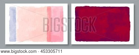 Set Of Abstract Hand Painted Illustrations For Postcard, Social Media Banner, Brochure Cover Design 