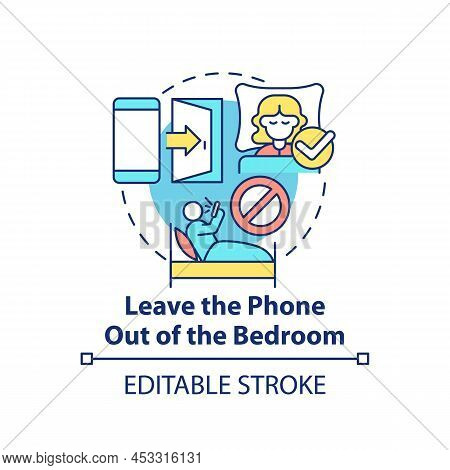 Leave Phone Out Of Bedroom Concept Icon. Way To Break Social Media Addiction Abstract Idea Thin Line