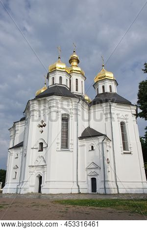 Ancient Ukrainian Orthodox Church. Ukrainian Baroque Architecture. Catherine's Church Is A Functioni