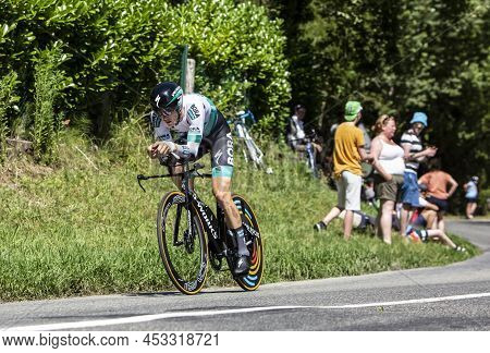 Bosdarros, France - July 19, 2019: The Austrian Cyclist Gregor Muhlberger Of Team Bora-hansgrohe Rid