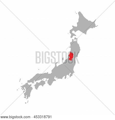 Yamagata Prefecture Highlight On The Map Of Japan