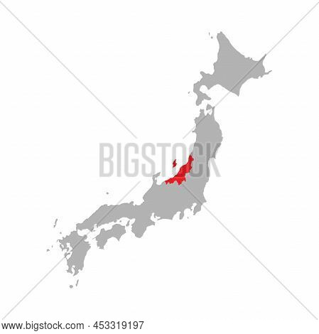 Niigata Prefecture Highlighted On The Map Of Japan