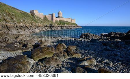 Fort Lalatte View From The Stone Beach. Wonderfull Blue Sky And Green Cliff