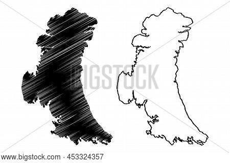 Yuzhny Island (russia, Russian Federation, Novaya Zemlya Archipelago) Map Vector Illustration, Scrib