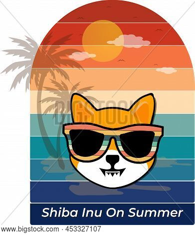 Shiba Inu Crypto Currency On Summer Background