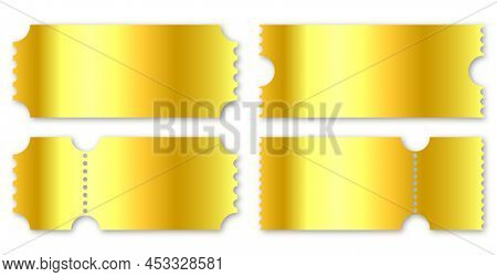 Admit One Golden Tickets. Concert Ticket, Lottery Coupons. Vector Coupon