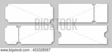 Set Blank Ticket Template. Concert Ticket, Lottery Coupons. Vector Coupon
