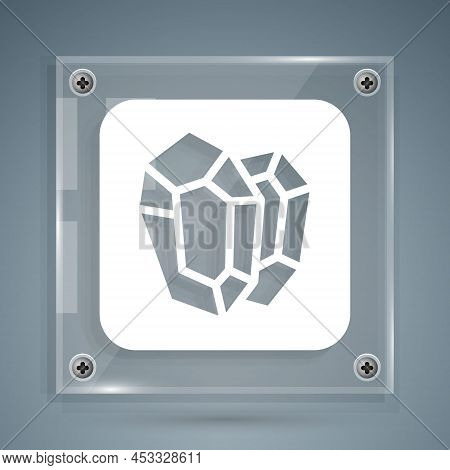 White Gem Stone Icon Isolated On Grey Background. Jewelry Symbol. Diamond. Square Glass Panels. Vect
