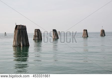 Typical Structures For Mooring Boats Of The Venetian Lagoon