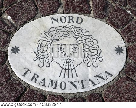 Vatican City, Va, Vatican - August 18, 2020: Face Symbol Indicating The Direction Of The Wind With T