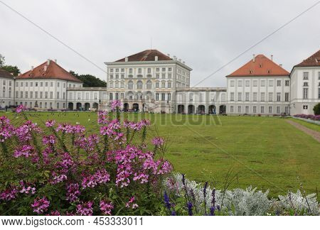 Munich, Munich, Germany - August 26, 2021: Flower And The Nymphenburg Palace Also Called Schloss Nym
