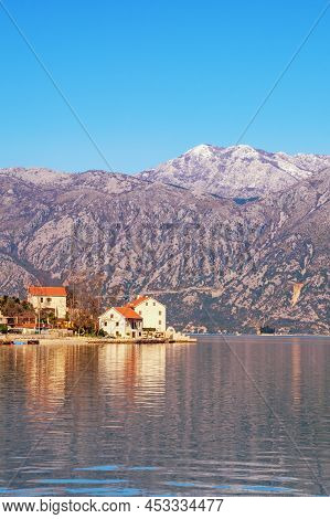 Beautiful Mediterranean Landscape. Montenegro, Adriatic Sea. Kotor Bay And Stoliv Village On Sunny S