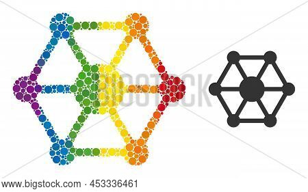 Iot Collage Icon Of Spheric Dots In Various Sizes And Rainbow Colored Color Hues. A Dotted Lgbt-colo