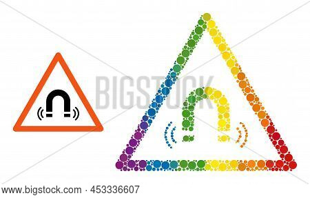 Magnet Field Warning Composition Icon Of Spheric Dots In Variable Sizes And Spectrum Multicolored Co