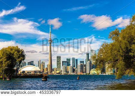 Panoramic View Of Toronto Cityscape  In A Sunny Day, Ontario, Canada