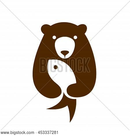 Bear Logo With Fish Concept, Bear Logo