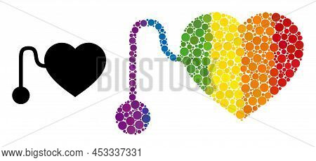 Pacemaker Composition Icon Of Round Dots In Variable Sizes And Rainbow Color Tinges. A Dotted Lgbt-c
