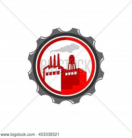 Factory Logo With Gear Concept, Factory Logo