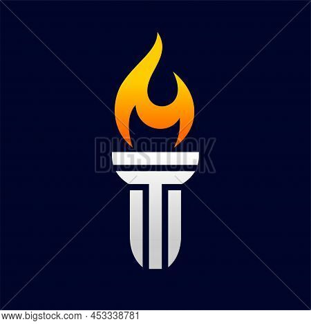 Torch Logo With Letter T Concept, Torch Logo