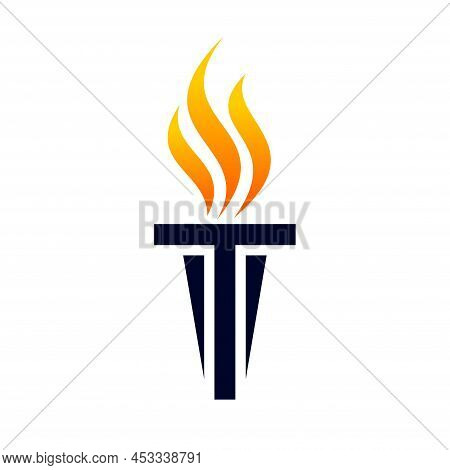 Letter T Logo With Torch Concept, Letter T Logo