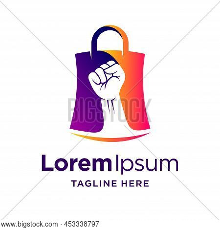 Fist Logo With Shop Bag Concept, Fist Logo