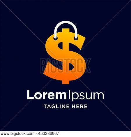 Shop Bag Logo With Dollar Symbol, Shop Bag Logo