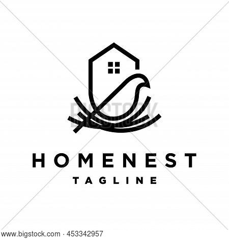Home Nest Logo With Line Art Concept