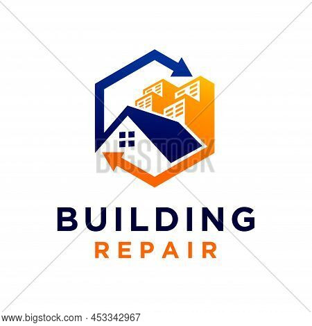 Building Repair Logo With Hexagon Concept, Building Repair Logo