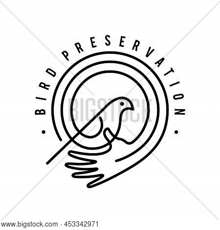 Bird Preservation Logo With Line Art Concept