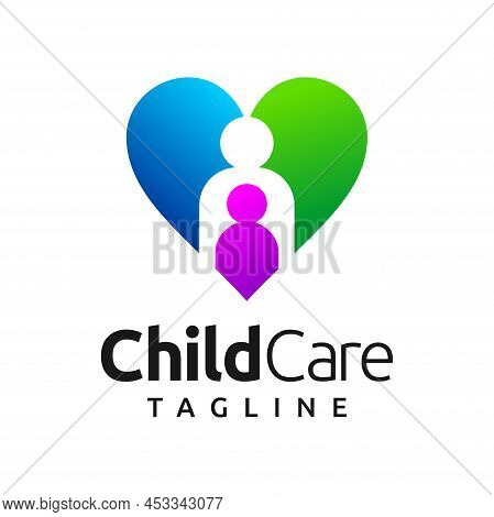 Child Care Logo With Love Symbol, Child Care Logo