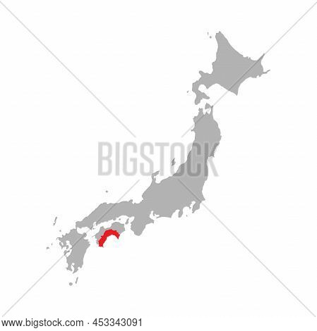 Kochi Prefecture Highlighted On The Map Of Japan